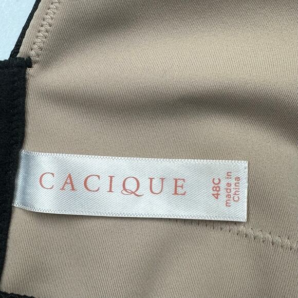 Cacique Bra Women 48C Black Lace Lightly Lined Balconette Adjustable Straps Sexy - Picture 7 of 11